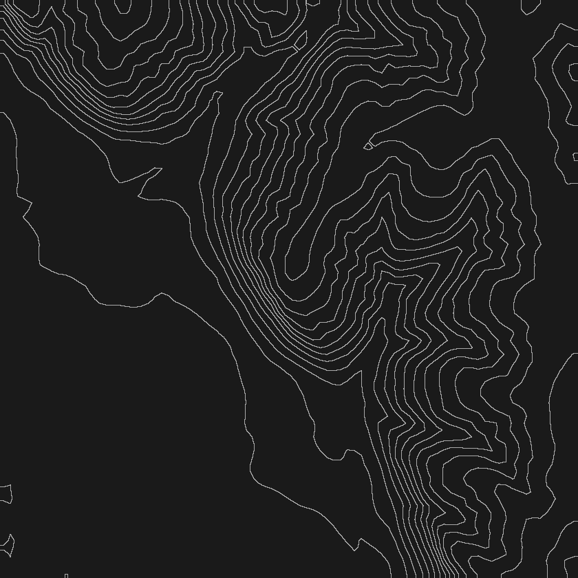 Standard-interval contour lines of a Pike County, Illinois ridge system — coarse lines that hide benches and small draws